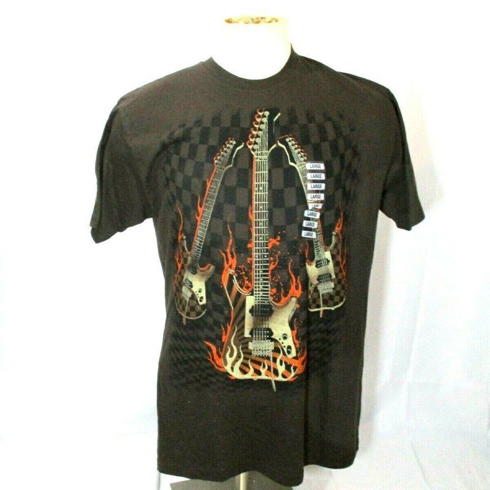 NWT Mens Ink Inc.Guitar T Shirt Brown Sz Large